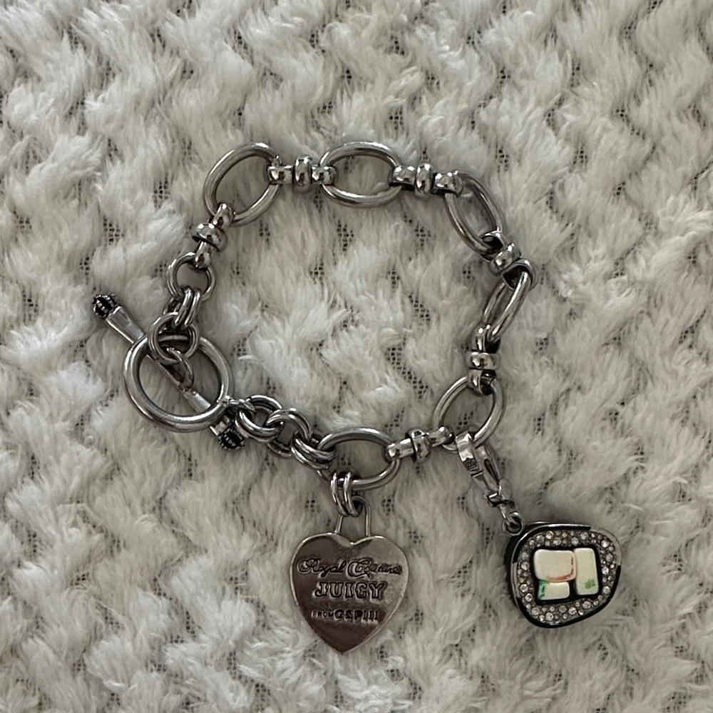RARE vintage Juicy Couture Silver Charm Bracelet with SUSHI charm